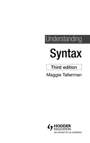 Cover for Understanding syntax