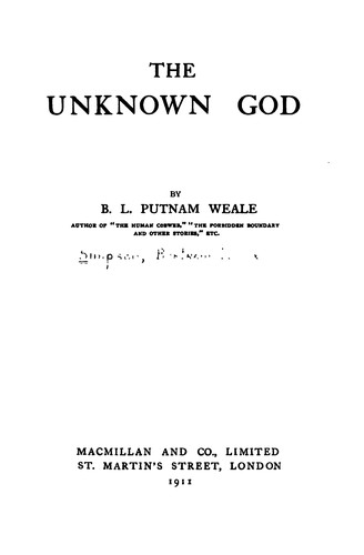 Cover for The Unknown God