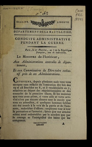 Cover for Conduite administrative pendant la guerre
