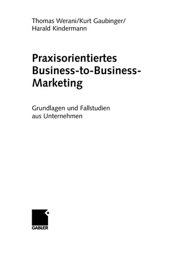 Cover for Praxisorientiertes Business-to-Business-Marketing