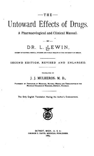 Cover for The untoward effects of drugs