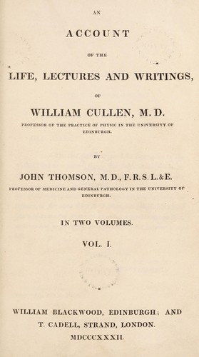 Cover for An account of the life, lectures and writings of William Cullen