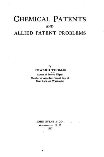 Cover for Chemical patents and allied patent problems