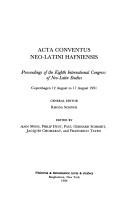Cover for Acta Conventus Neo-Latini Halfniensis: Proceedings of the Eighth International Congress of Neo-Latin Studies 