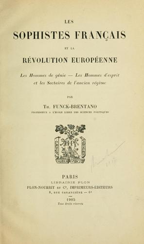Cover for Les sophistes français et la révolution européenne