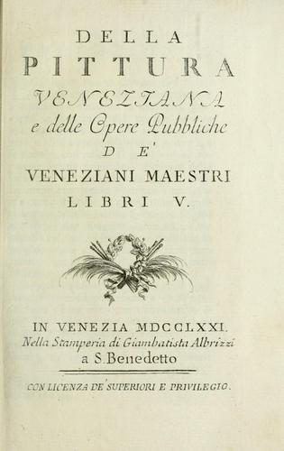 Cover for Della pittura veneziana e delle opere pubbliche de' veneziani maestri