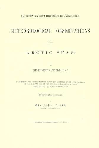 Cover for Meteorological observations in the Arctic seas