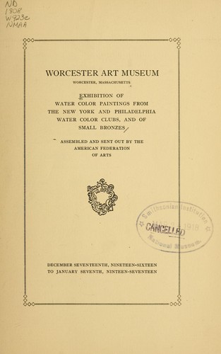 Cover for Exhibition of water color paintings from the New York and Philadelphia water color clubs, and of small bronzes