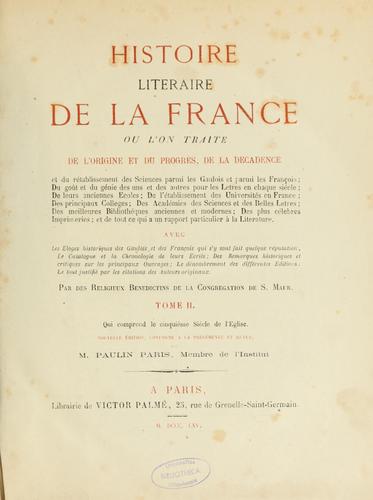 Cover for Histoire littéraire de la France