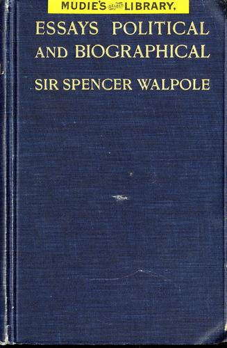 Cover for Essays political and biographical