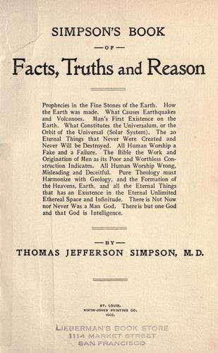 Cover for Simpson's book of facts, truths and reason