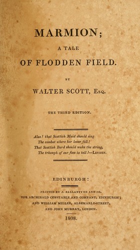 Cover for Marmion; a tale of Flodden Field