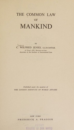 Cover for The common law of mankind.