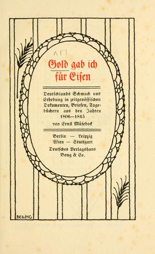 Cover for Gold gab ich für Eisen
