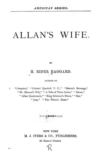 Cover for Allan's wife