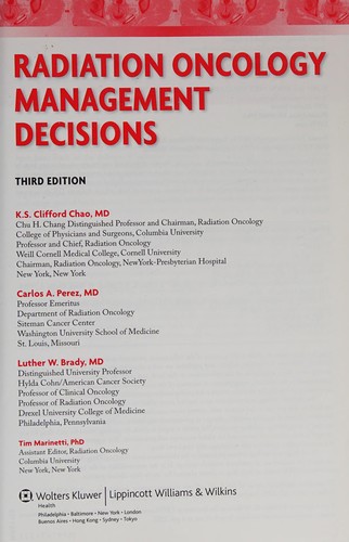 Cover for Radiation oncology