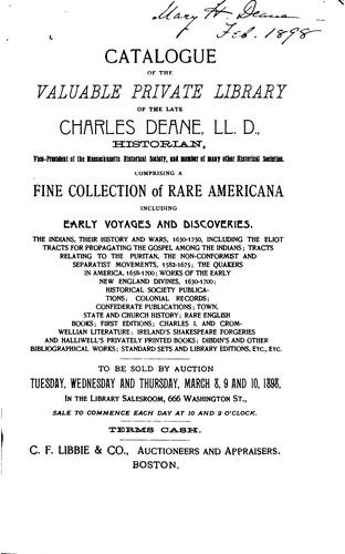 Cover for Catalogue of the valuable private library of the late Charles Deane