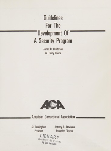 Cover for Guidelines for the Development of a Security Program