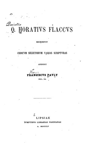 Cover for Q. Horatius Flaccus
