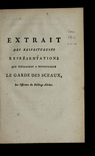Cover for Extrait des respectueuses repre sentations