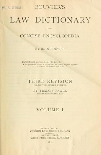 Cover for Bouvier's law dictionary and concise encyclopedia