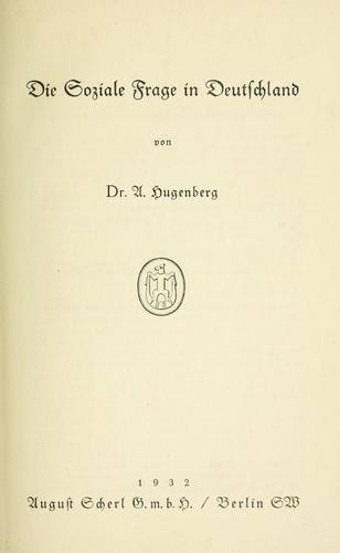 Cover for Die soziale Frage in Deutschland