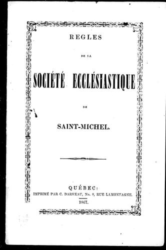 Cover for Règles de la Société ecclésiastique de Saint-Michel