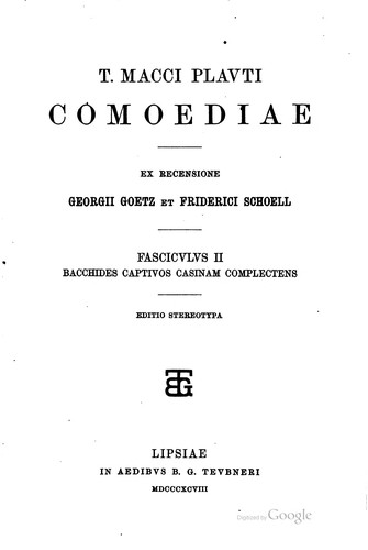 Cover for Comoediae, ex recensione Georgii Goetz et Friderici Schoell.