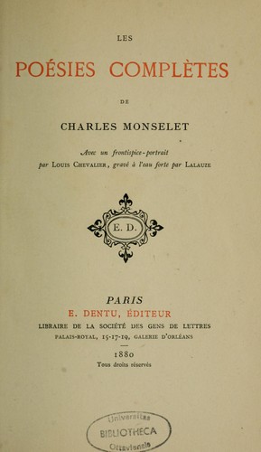 Cover for Poésies complètes