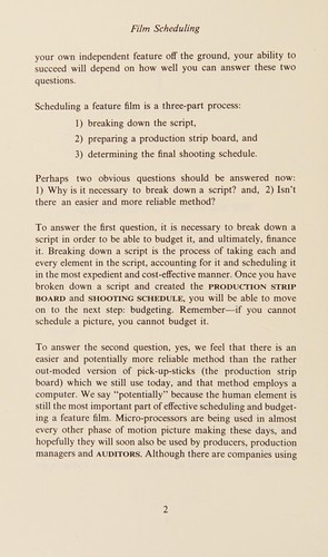 Cover for Film scheduling, or, How long will it take to shoot your movie?