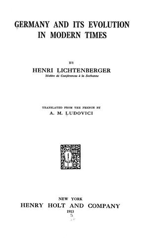 Cover for Germany and its evolution in modern times