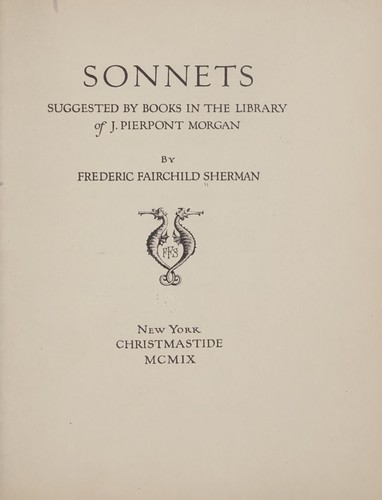 Cover for Sonnets suggested by books in the library of J. Pierpont Morgan