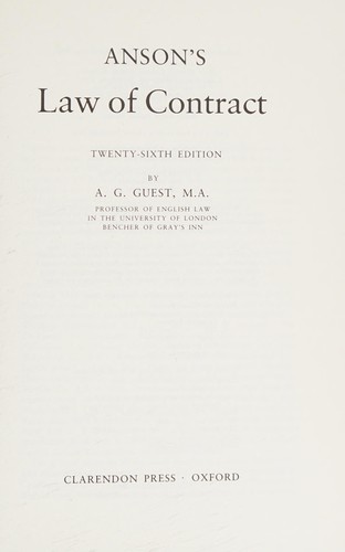 Cover for Anson's Law of contract.