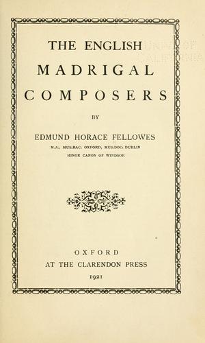 Cover for The English madrigal composers