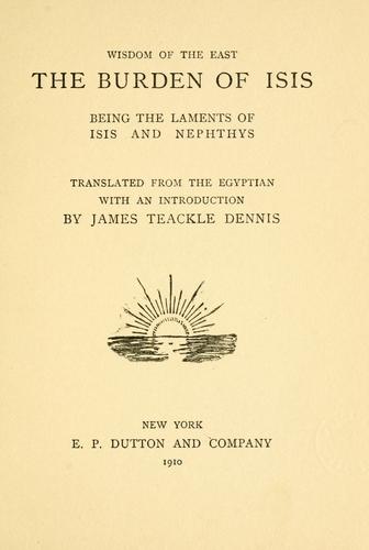 Cover for The burden of Isis