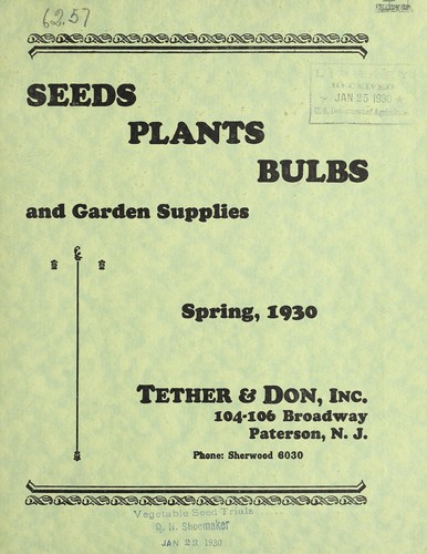 Cover for Seeds plants bulbs and garden supplies