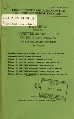 Cover for Concurrent resolution on the budget for fiscal year 1996