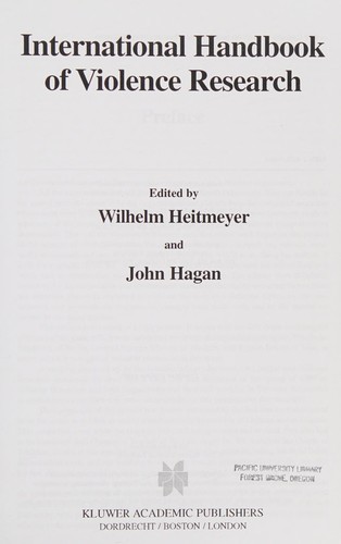 Cover for International handbook of violence research