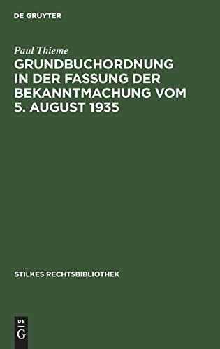 Cover for Grundbuchordnung in Der Fassung Der Bekanntmachung Vom 5. August 1935