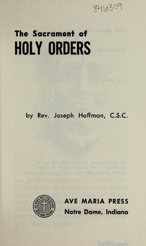 Cover for The sacrament of Holy Orders