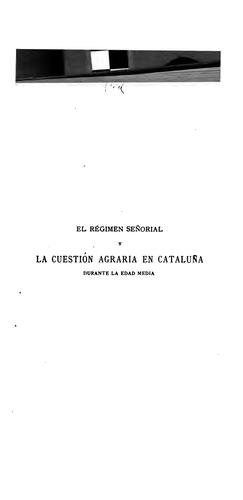 Cover for El régimen señorial y la cuestión agraria en Cataluña