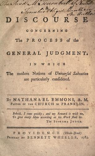 Cover for A discourse concerning the process of the general judgment.