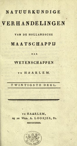 Cover for Natuurkundige verhandelingen van de Bataafsche Hollandsche Maatschappye der Wetenschappen te Haarlem