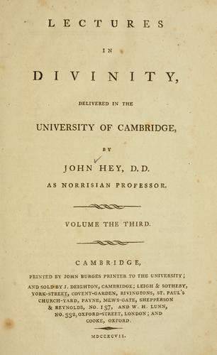 Cover for Lectures in divinity