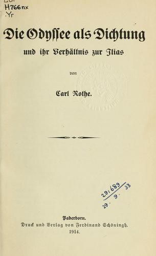 Cover for Die Odyssee als Dichtung und ihr Verhältnis zur Ilias