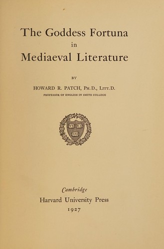 Cover for The goddess Fortuna in mediaeval literature