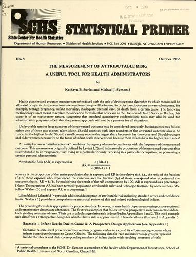 Cover for The measurement of attributable risk