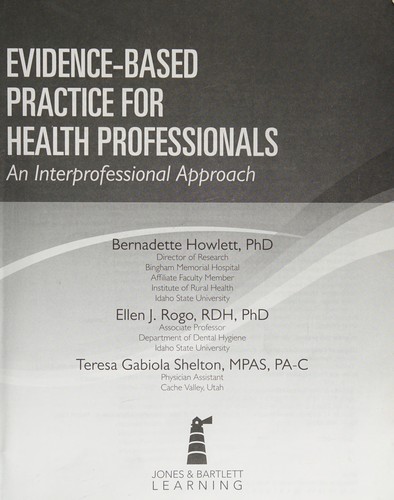 Cover for Evidence Based Practice for Health Professionals