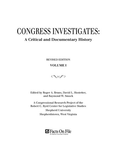Cover for Congress investigates