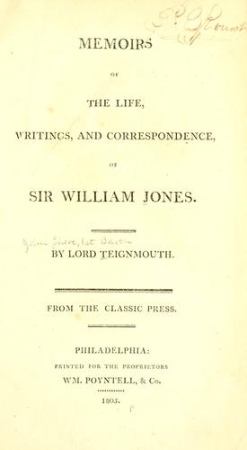 Cover for Memoirs of the life, writings, and correspondence, of Sir William Jones.
